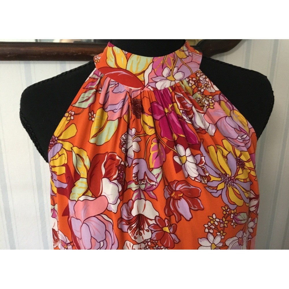Vince Camuto Halter Neck Dress Maxi Tiered S VTG Y2K Boho Vibrant Festival Hippi - Picture 3 of 11